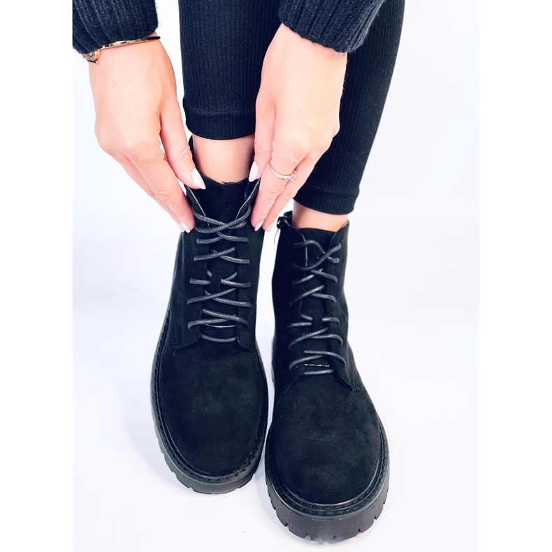 Botines cordones mujer ante negro 1 Botines cordones mujer ante negro 1