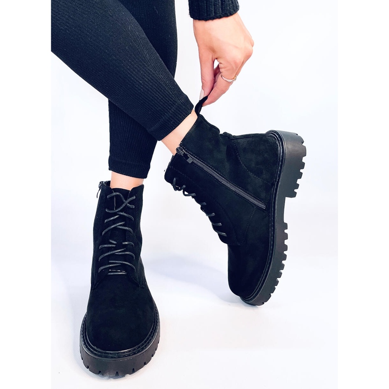 Botines cordones mujer ante negro 2 Botines cordones mujer ante negro 2