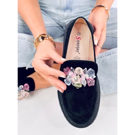 Mocasines de mujer con plataforma y piedras, negro 5