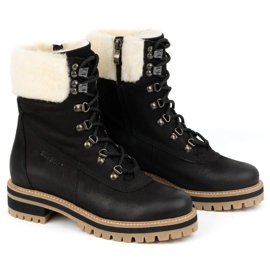 ButBal Botas de piel para mujer, botas de invierno con aislamiento, 329, negro 3