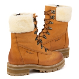 ButBal Botas de piel para mujer, botas de invierno con aislamiento, 329 Rojo naranja 3