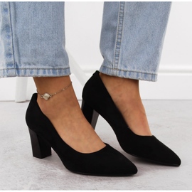 Zapatos de tacón con punta en ante negro de Sergio Leone PB403 5