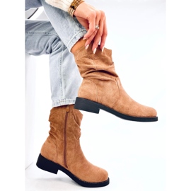 Botas planas mujer ante camel marrón 5