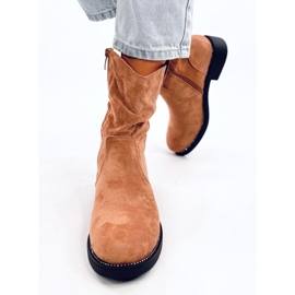 Botas planas mujer ante camel marrón 2