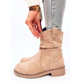 Botas planas de mujer de ante, beige-caqui 3