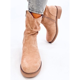 Botas planas de mujer de ante, beige-caqui 2