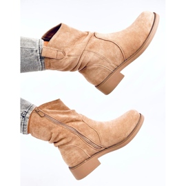 Botas planas de mujer de ante, beige-caqui 4