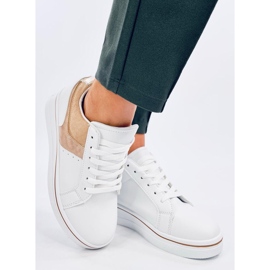 Zapatillas deportivas de mujer con cuña oculta, beige 3
