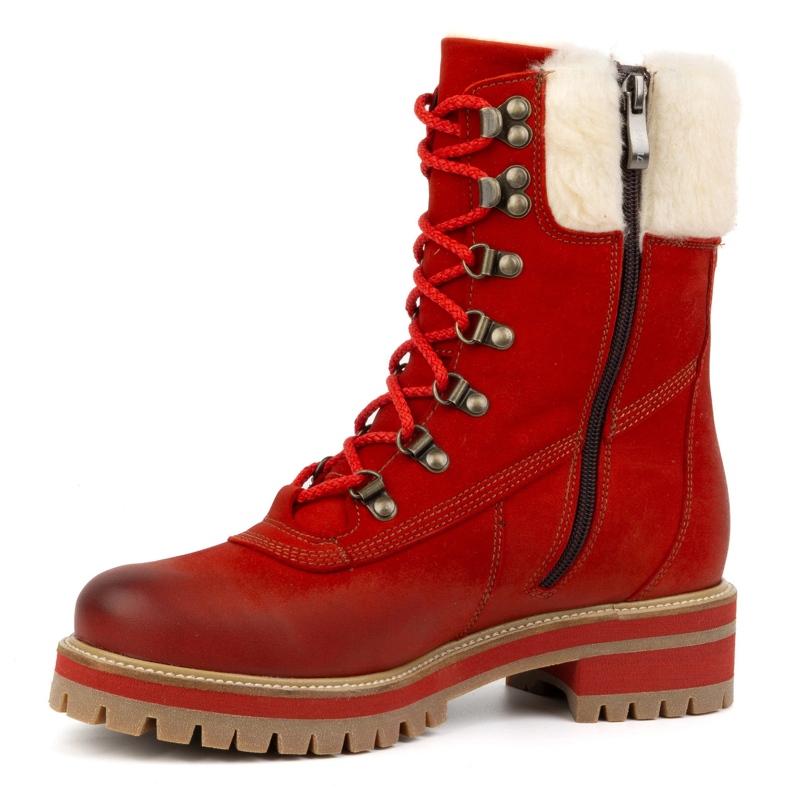 ButBal Botas de piel para mujer, botas de invierno con aislamiento, 329 Rojo 1