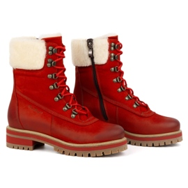 ButBal Botas de piel para mujer, botas de invierno con aislamiento, 329 Rojo 2