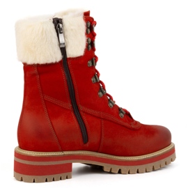 ButBal Botas de piel para mujer, botas de invierno con aislamiento, 329 Rojo 3