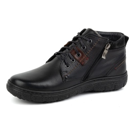 Zapatos de invierno de piel con aislamiento para hombre KAMPOL 108/15 negro 1