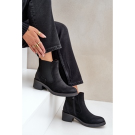 Botas Chelsea para mujer Cálido Tacón bajo Cremallera Negro 4