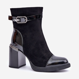 S.Barski Botas aislantes de mujer con tacón alto y hebilla decorativa D&amp;A MR880-085 Negro 4