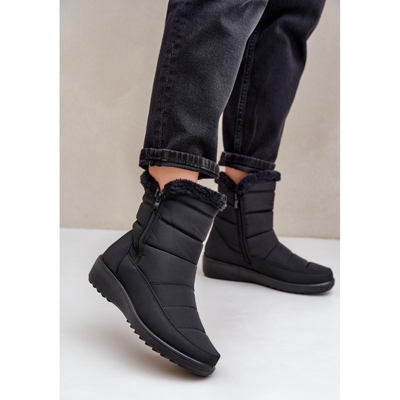Botas de nieve con cremallera y pelo para mujer, negro 2 Botas de nieve con cremallera y pelo para mujer, negro 2