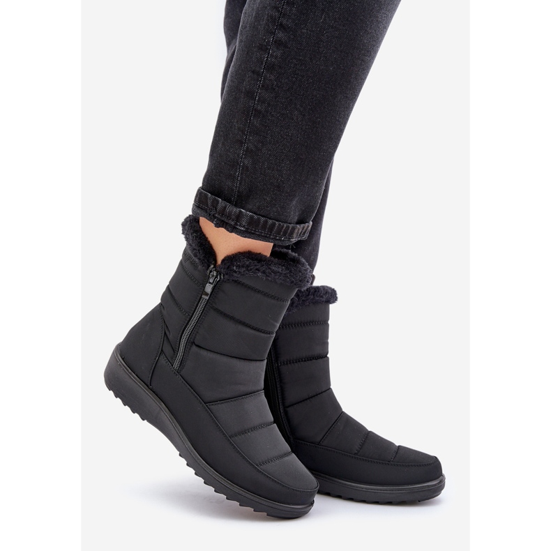 Botas de nieve con cremallera y pelo para mujer, negro 1 Botas de nieve con cremallera y pelo para mujer, negro 1