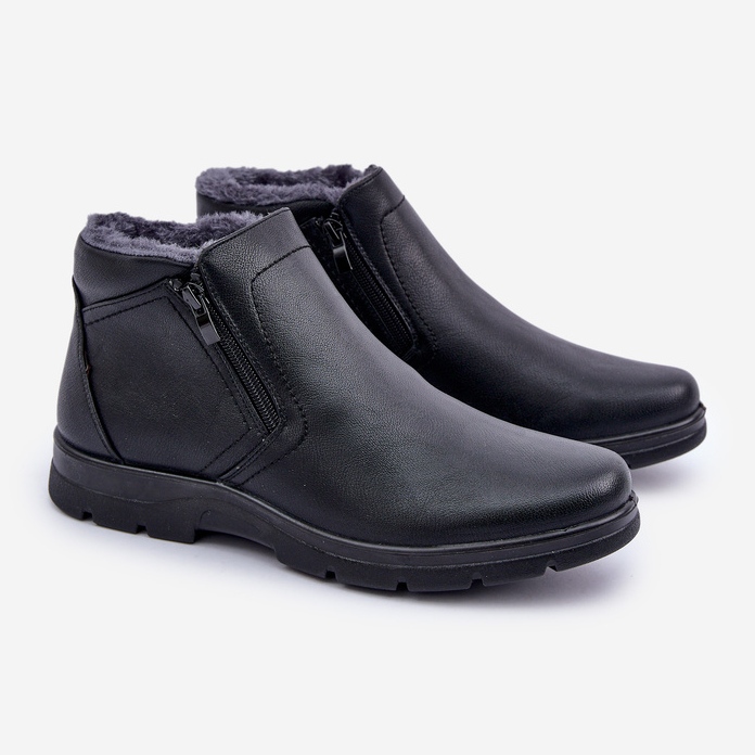 Botines Aislantes Para Hombre De Piel Ecológica, Negro 1
