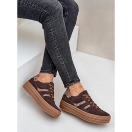 Zazoo N1176 Zapatillas de ante con plataforma de leopardo, chocolate marrón 9