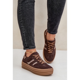 Zazoo N1176 Zapatillas de ante con plataforma de leopardo, chocolate marrón 4