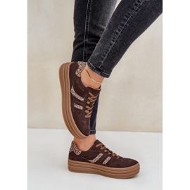 Zazoo N1176 Zapatillas de ante con plataforma de leopardo, chocolate marrón 6