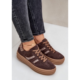 Zazoo N1176 Zapatillas de ante con plataforma de leopardo, chocolate marrón 10