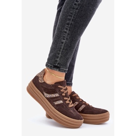 Zazoo N1176 Zapatillas de ante con plataforma de leopardo, chocolate marrón 1
