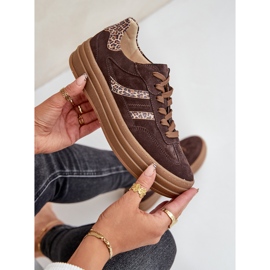 Zazoo N1176 Zapatillas de ante con plataforma de leopardo, chocolate marrón 2
