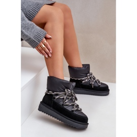 Botas de nieve de ante para mujer con cordones gruesos D.Franklin DFSH375003 Negro 6