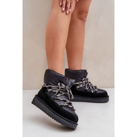 Botas de nieve de ante para mujer con cordones gruesos D.Franklin DFSH375003 Negro 2