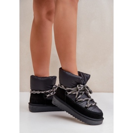 Botas de nieve de ante para mujer con cordones gruesos D.Franklin DFSH375003 Negro 3