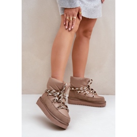 Botas de nieve de ante para mujer con cordones gruesos D.Franklin DFSH375003 beige 3