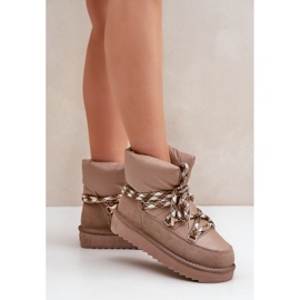 Botas de nieve de ante para mujer con cordones gruesos D.Franklin DFSH375003 beige 4
