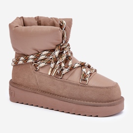 Botas de nieve de ante para mujer con cordones gruesos D.Franklin DFSH375003 beige 5