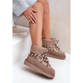 Botas de nieve de ante para mujer con cordones gruesos D.Franklin DFSH375003 beige 7