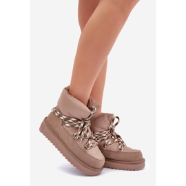 Botas de nieve de ante para mujer con cordones gruesos D.Franklin DFSH375003 beige 1