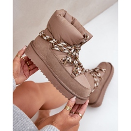Botas de nieve de ante para mujer con cordones gruesos D.Franklin DFSH375003 beige 2