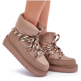 Botas de nieve de ante para mujer con cordones gruesos D.Franklin DFSH375003 beige 10