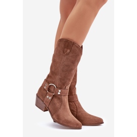 Zazoo 3669 Botas Vaqueras De Ante Mujer Media Pantorrilla Marrón 1