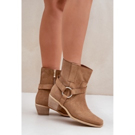Botas Tacón Ante Natural Zazoo 3444/2 Beige 4