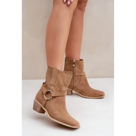 Botas Tacón Ante Natural Zazoo 3444/2 Beige 3