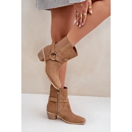 Botas Tacón Ante Natural Zazoo 3444/2 Beige 6