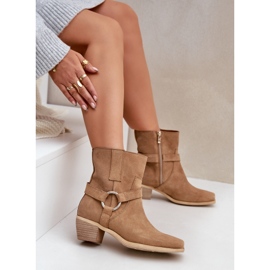 Botas Tacón Ante Natural Zazoo 3444/2 Beige 8