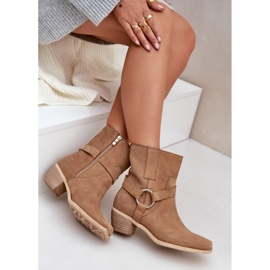 Botas Tacón Ante Natural Zazoo 3444/2 Beige 9