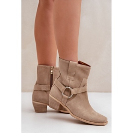 Botas Tacón Ante Natural Zazoo 3444/2 Beige Claro 4
