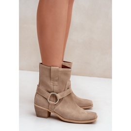Botas Tacón Ante Natural Zazoo 3444/2 Beige Claro 6