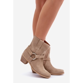 Botas Tacón Ante Natural Zazoo 3444/2 Beige Claro 1