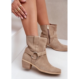 Botas Tacón Ante Natural Zazoo 3444/2 Beige Claro 2 Botas Tacón Ante Natural Zazoo 3444/2 Beige Claro 2