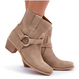 Botas Tacón Ante Natural Zazoo 3444/2 Beige Claro 11