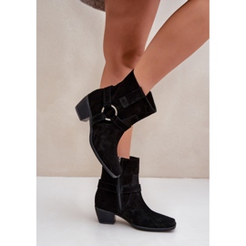 Botas Tacón Ante Natural Zazoo 3444/2 Negro 5