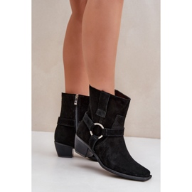Botas Tacón Ante Natural Zazoo 3444/2 Negro 3